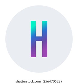 Gradient letter H in vibrant purple-to-green hues on a light circular background. A stylish and versatile design ideal for creative branding, logo design, and graphic projects.