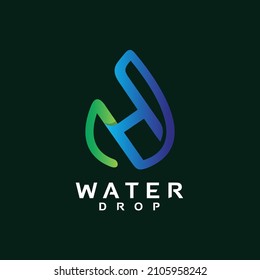 Diseño del logotipo de la letra degradada h y de la gota de agua