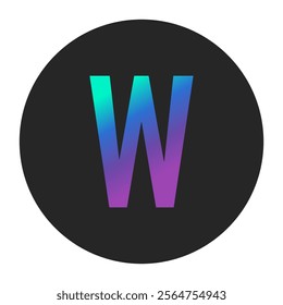 Gradient ‘W’ letter icon in a modern purple and green blend on a black circular background, perfect for creative projects, web design, and digital branding.