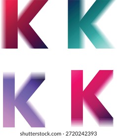 Gradient letter K logo set. Modern alphabet typography with smooth color transitions. Clean initial design for branding, UI, and creative projects.