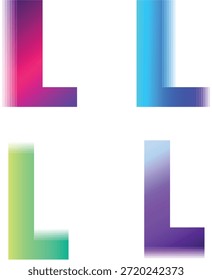 Gradient letter L logo set. Modern alphabet typography with smooth color blur effects. Clean initial design for branding, UI, and creative visuals.