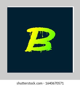 Gradient Letter Logo Design on Dark Background. Melted Grunge Font. Letter B Initials. Vector Illustration