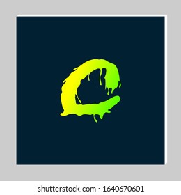 Gradient Letter Logo Design on Dark Background. Melted Grunge Font. Letter C Initials. Vector Illustration