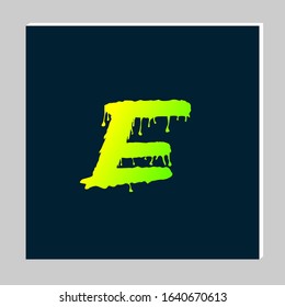 Gradient Letter Logo Design on Dark Background. Melted Grunge Font. Letter E Initials. Vector Illustration