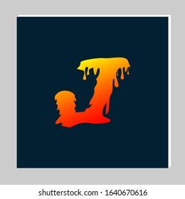 Gradient Letter Logo Design on Dark Background. Melted Grunge Font. Letter J Initials. Vector Illustration
