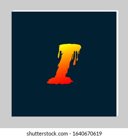 Gradient Letter Logo Design on Dark Background. Melted Grunge Font. Letter I Initials. Vector Illustration