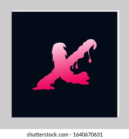 Gradient Letter Logo Design on Dark Background. Melted Grunge Font. Letter X Initials. Vector Illustration