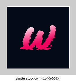 Gradient Letter Logo Design on Dark Background. Melted Grunge Font. Letter W Initials. Vector Illustration