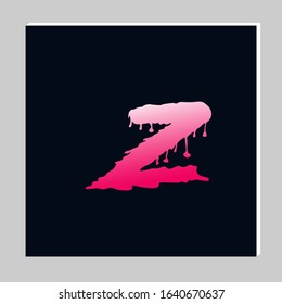 Gradient Letter Logo Design on Dark Background. Melted Grunge Font. Letter Z Initials. Vector Illustration