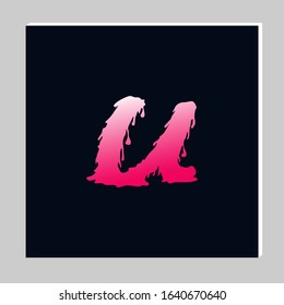 Gradient Letter Logo Design on Dark Background. Melted Grunge Font. Letter U Initials. Vector Illustration