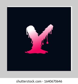 Gradient Letter Logo Design on Dark Background. Melted Grunge Font. Letter Y Initials. Vector Illustration
