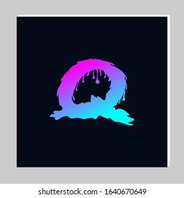 Gradient Letter Logo Design on Dark Background. Melted Grunge Font. Letter Q Initials. Vector Illustration