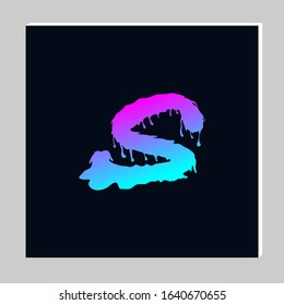 Gradient Letter Logo Design on Dark Background. Melted Grunge Font. Letter S Initials. Vector Illustration