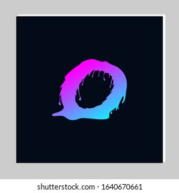 Gradient Letter Logo Design on Dark Background. Melted Grunge Font. Letter O Initials. Vector Illustration