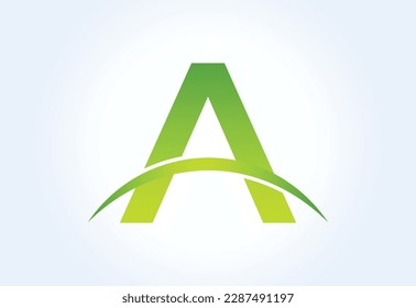 Gradient A letter logo design with swoosh, Vector illustration