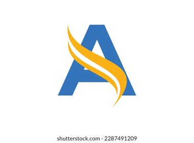 Gradient A letter logo design with swoosh, Vector illustration
