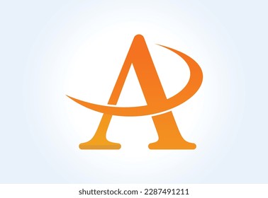 Gradiente Diseño de logotipo de letra con swoosh, ilustración vectorial