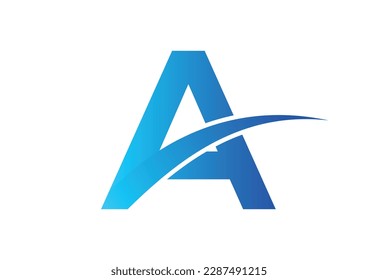 Gradiente Diseño de logotipo de letra con swoosh, ilustración vectorial