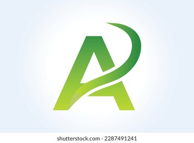 Gradient A letter logo design with swoosh, Vector illustration