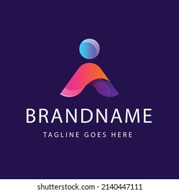 gradient i letter logo template