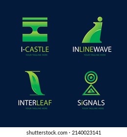 gradient i letter logo template design