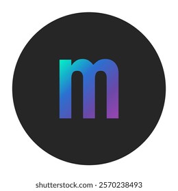 Gradient Letter ‘m’ on Dark Circle Background – Dynamic and Modern Vector Graphic for Branding, Logos, or Digital Artwork – Suitable for Creative Projects