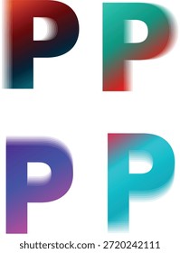 Gradient letter P logo set. Modern alphabet typography with soft blur transitions. Clean initial designs for branding, UI, and creative visuals.