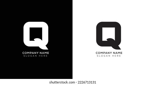 Gradient letter Q logo design with black and white background 