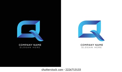 Gradient letter Q logo design with black and white background 