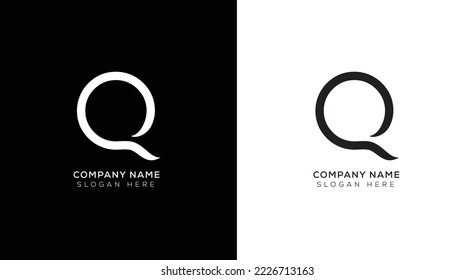 Gradient letter Q logo design with black and white background 