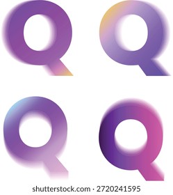Gradient letter Q logo set. Modern alphabet typography with soft glow shading. Clean initial design for branding, UI, and creative projects.