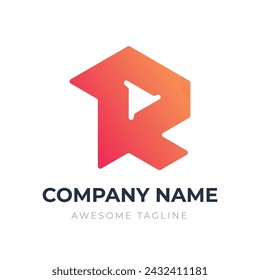 Gradient Letter R logo design