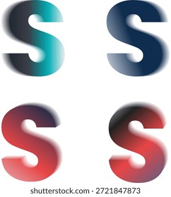 Letra de gradiente S logotipo definido com desfoque de movimento suave. Iniciais tipográficas modernas para identificação da marca e identidade digital. Símbolos vetoriais limpos para tecnologia, inicialização e design criativo.