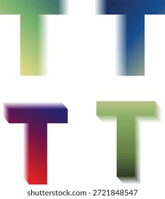 Logotipo de letra T degradada con profundidad de capas suave. Iniciales tipográficas modernas para la marca y la identidad digital. Símbolos de Vector limpios para la tecnología, el inicio y el diseño creativo.