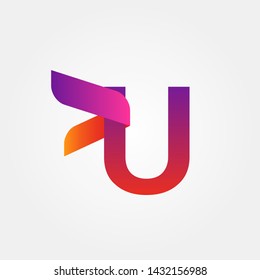Gradient Letter U Curve Ribbon Logo Line Modern Elegant Premium Vector 