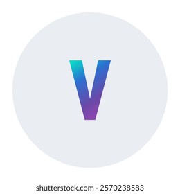 Gradient Letter v Design with Blue to Purple Transition on Light Gray Background – Perfect for Modern Logos and Branding