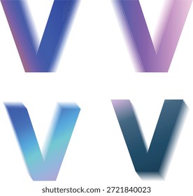 Farbverlauf Buchstabe V Logo Set mit weicher Schichttiefe. Moderne typografische Initialen für Markenbildung und digitale Identität. Reinigen Sie Vektorsymbole für Technologie, Startup und kreatives Design.