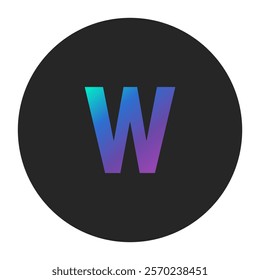 Gradient Letter w in Blue to Purple Shades on Black Circle Background – Modern Icon for Digital Branding