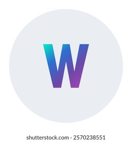 Gradient Letter w Design with Blue to Purple Transition on Light Gray Background – Perfect for Modern Logos and Branding