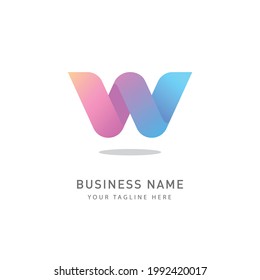 Gradient letter w logo design template