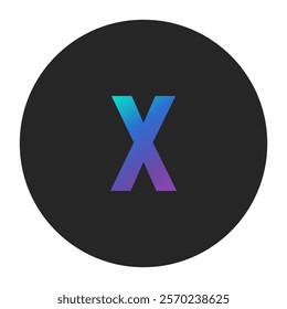 Gradient Letter x in Blue to Purple Shades on Black Circle Background – Modern Icon for Digital Branding