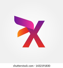 Gradient Letter X Curve Ribbon Logo Line Modern Elegant Premium Vector 