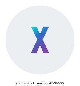 Gradient Letter x Design with Blue to Purple Transition on Light Gray Background – Perfect for Modern Logos and Branding