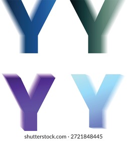 Gradient letter Y logo set with smooth depth shading. Modern typographic initials for branding and digital identity. Clean vector symbols for technology, startup, and creative design.