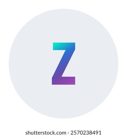 Gradient Letter z Design with Blue to Purple Transition on Light Gray Background – Perfect for Modern Logos and Branding