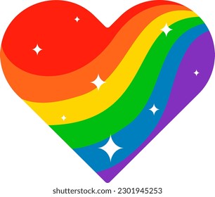Gradient LGBT Rainbow Heart. Pride Month Symbol. LGBT Flag. LGBTQ+ Sign. LGBTQIA Parade Event. Colorful Shape Isolated.