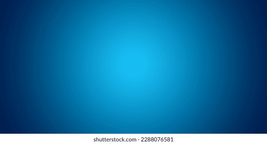 Gradient light blue to dark blue color. Beautiful radial vignetting blurred background with smooth color transition and glow center