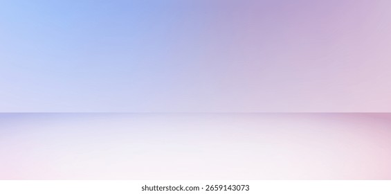 Un gradiente de azul claro y rosa pastel se mezcla a la perfección de arriba a abajo, reuniendo una línea Horizontal sutil que crea un fondo de estudio estético sereno y minimalista