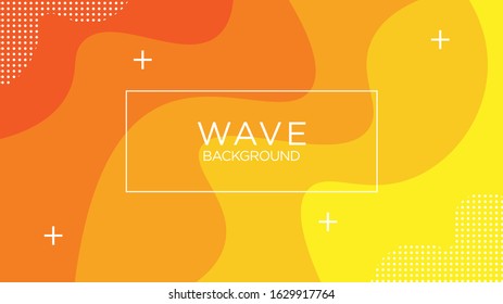 Gradient Light Orange Yellow. Wavy, Wave Shapes. Modern Minimalist Background, Wallpaper Template Mockup with Blank Space. Design Graphic Vector EPS10