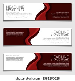 Gradient Light Red Wavy, Wave, Liquid, Fluid Modern Abstract Web Banner for Header, Advertising, Publication. Design Vector Template, Mockup.